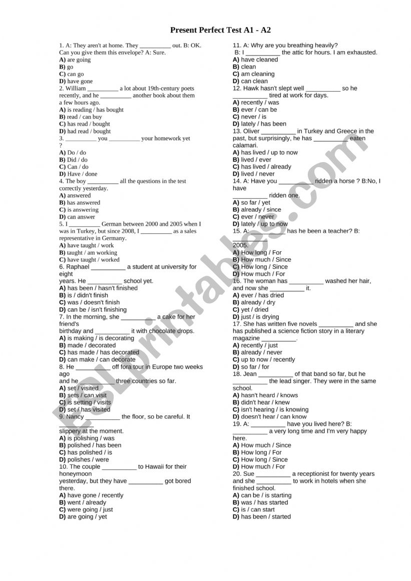 A1-A2 worksheet