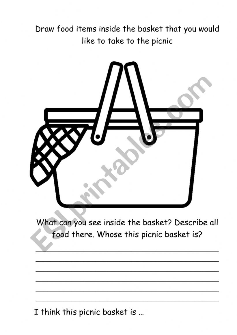 Writing picnic basket worksheet