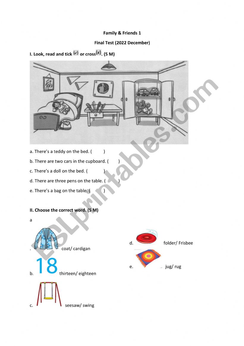 Family and Friends 1 Final Test