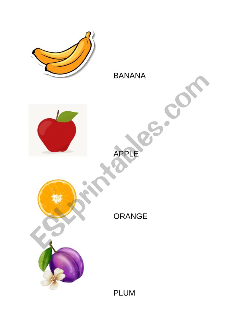 Basic friut learning chart worksheet