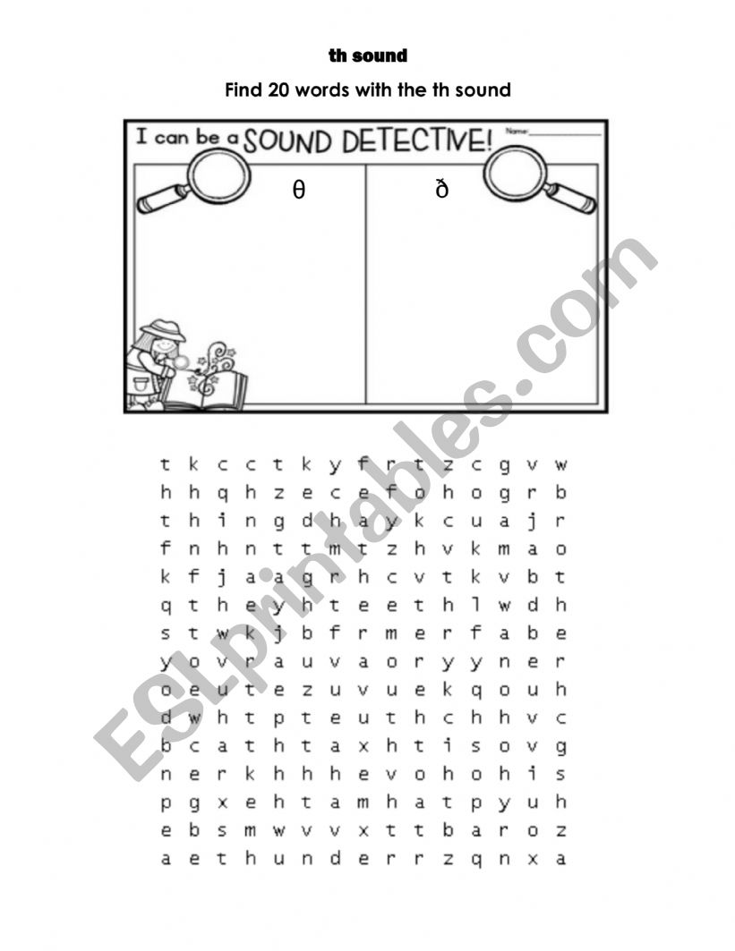 Th sounds θ and  worksheet