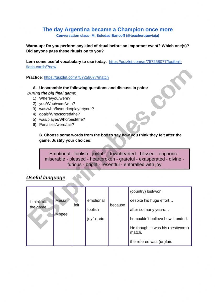 Qatar 2022 - The last match. worksheet