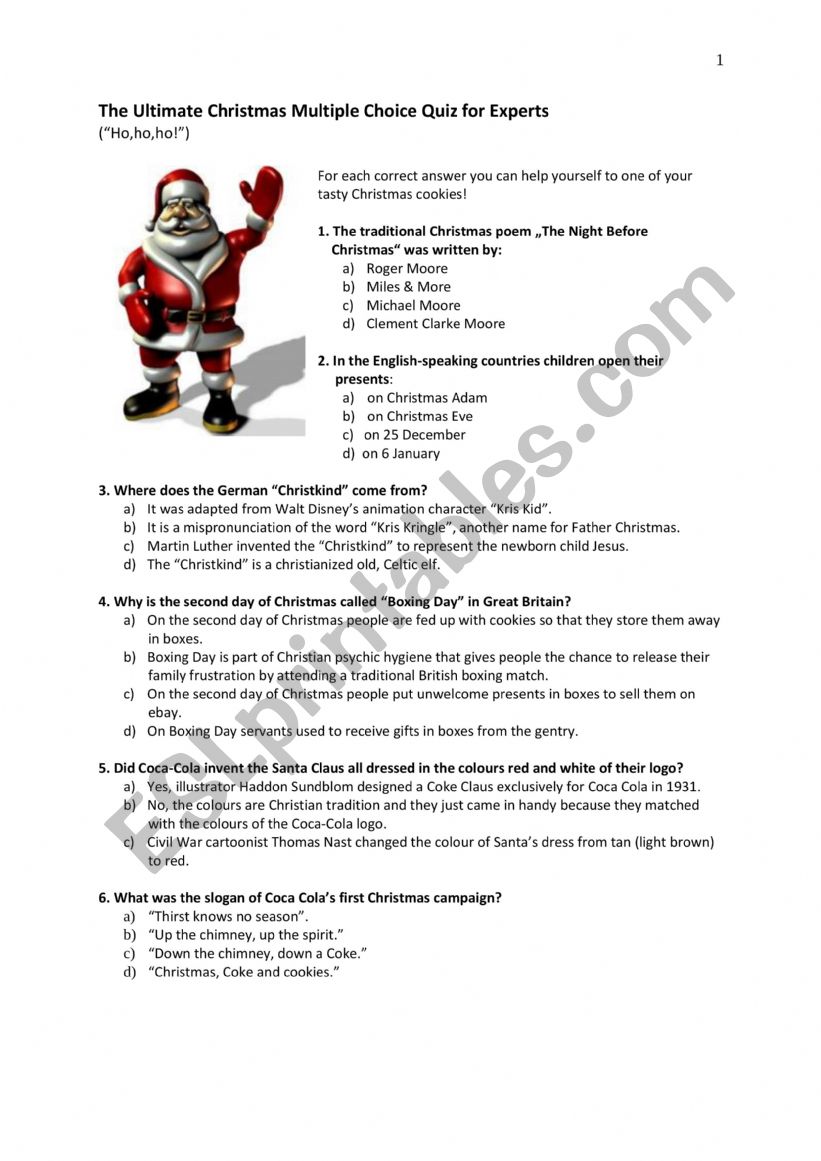 Christmas Quiz worksheet