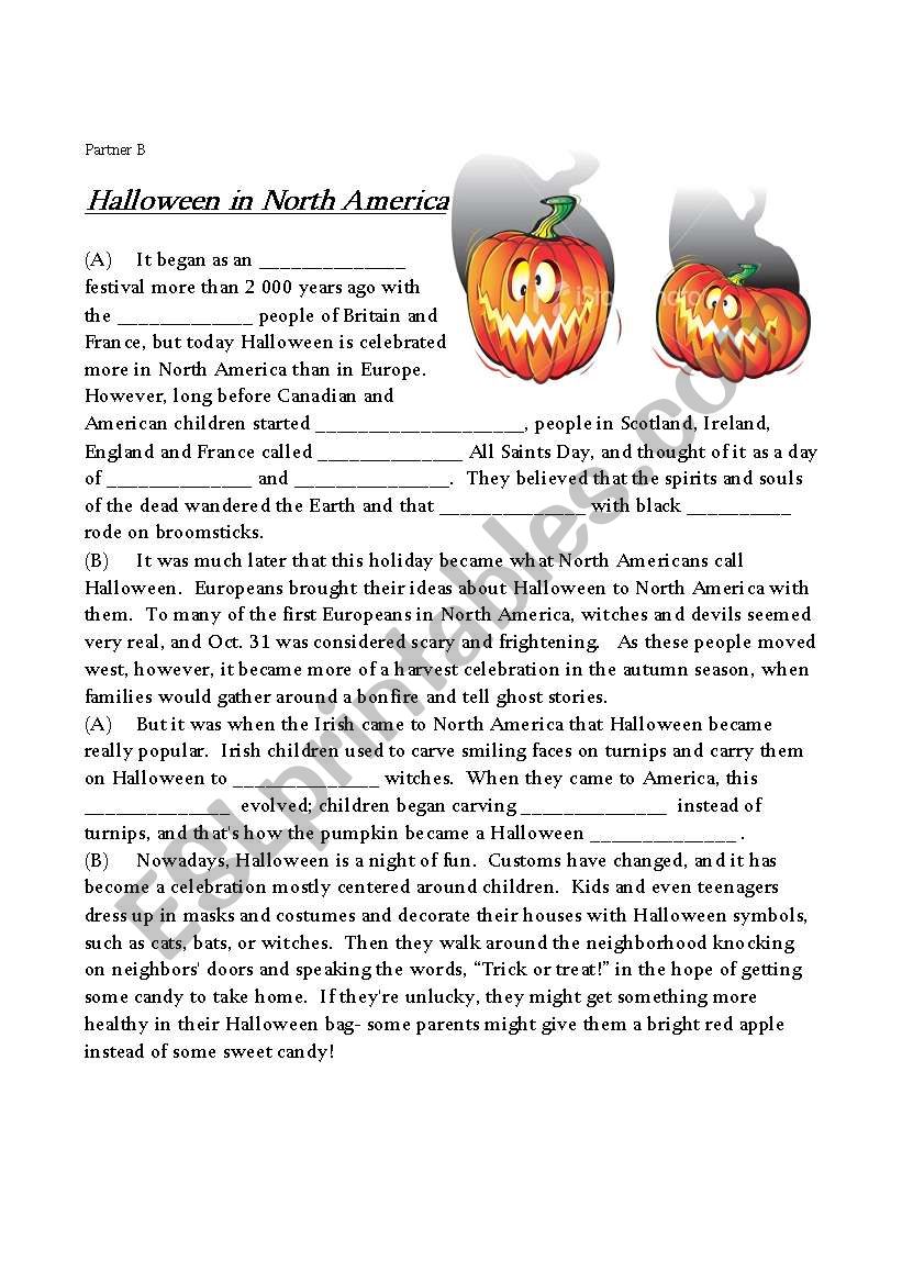 Halloween in North America worksheet