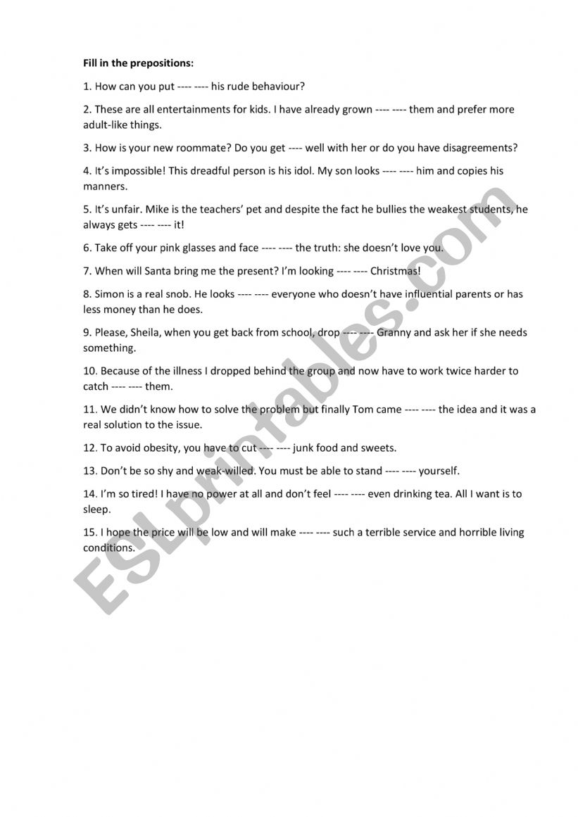 Phrasal verbs worksheet