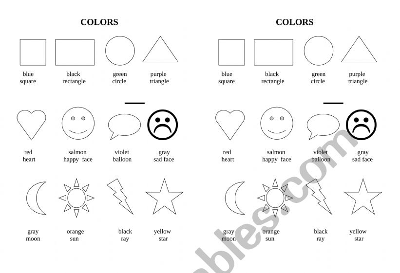 Colours worksheet