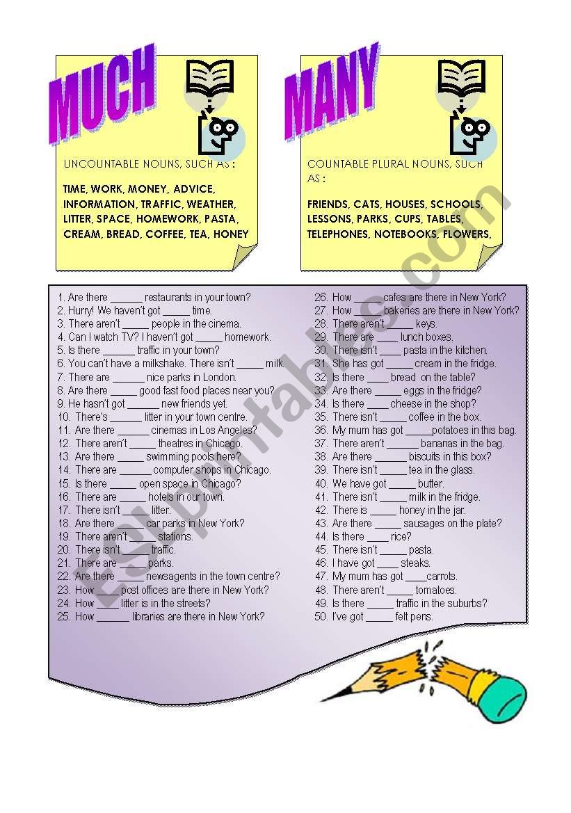 MUCH or MANY ? worksheet