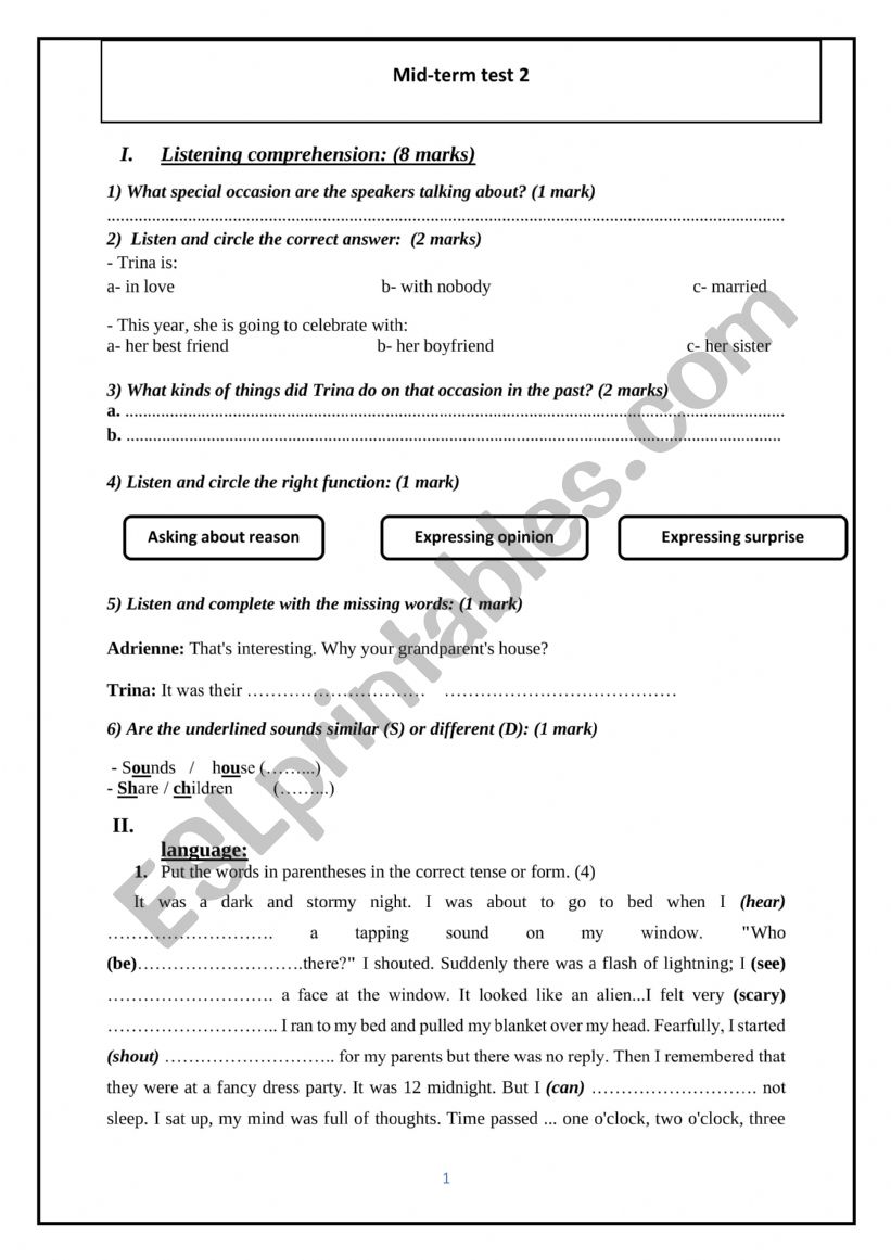 mid-term test 2 worksheet