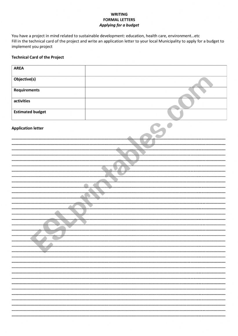 Formal letters (application letter