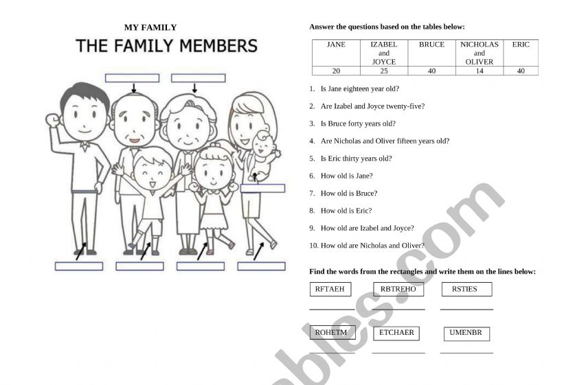 FAMILY worksheet