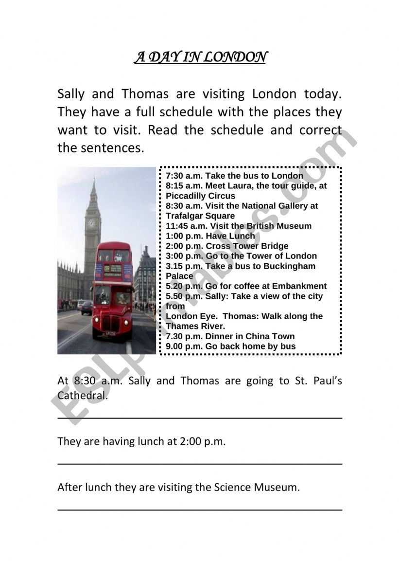 A DAY IN LONDON worksheet