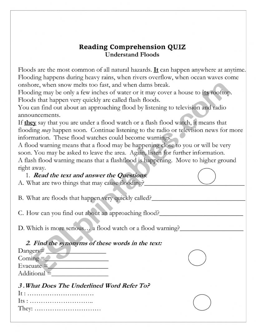 floods ESL worksheet by KHADIJAASSFARS
