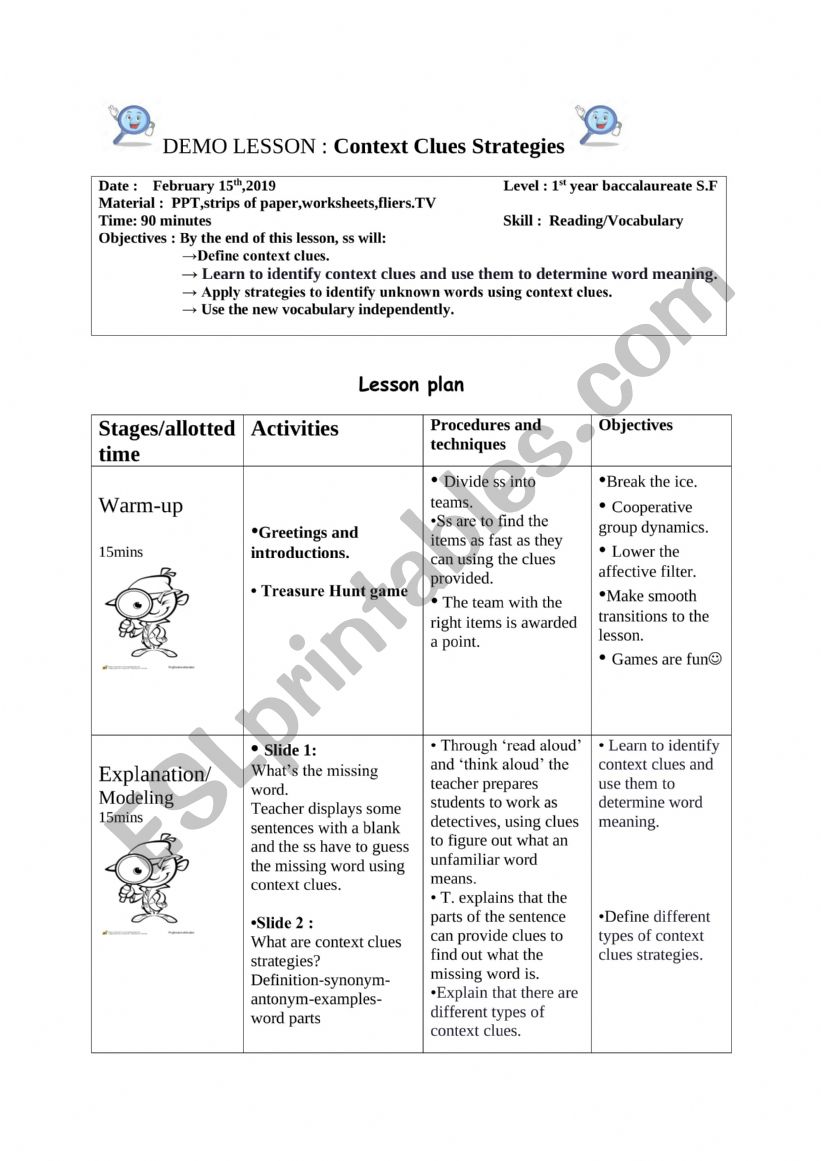 Reading strategies lesson plan