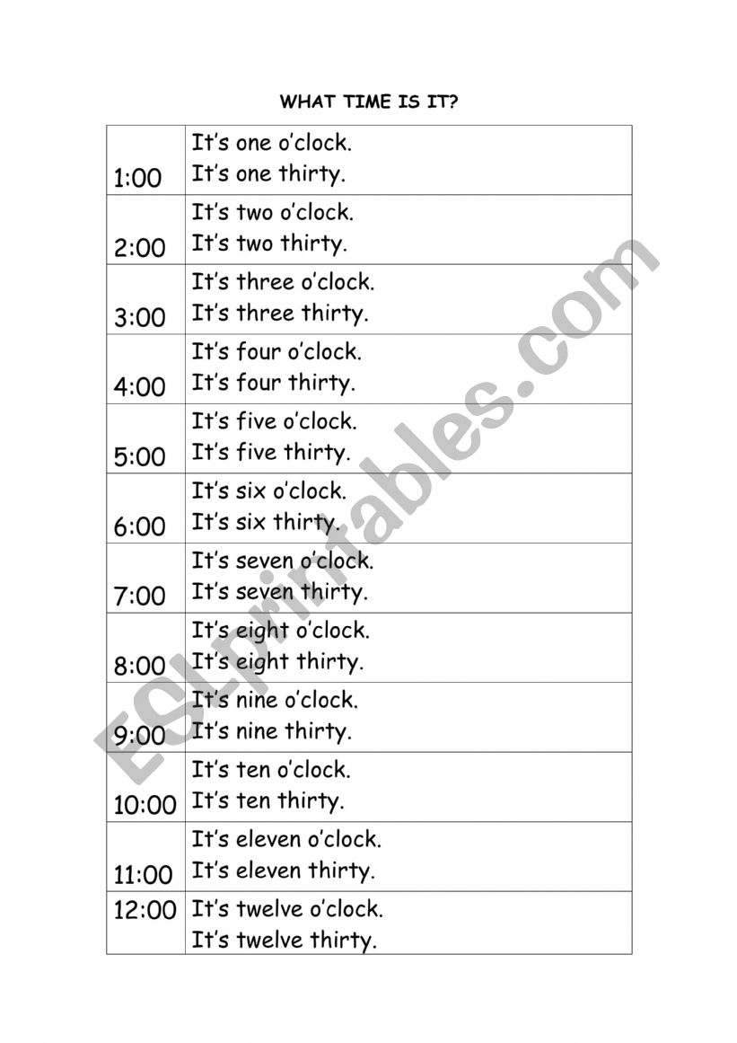 what time is it? worksheet