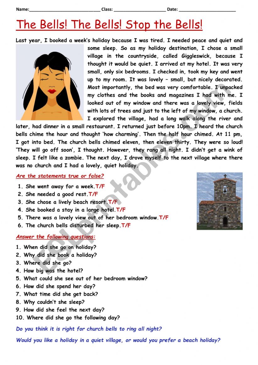 Stop the Bells! worksheet