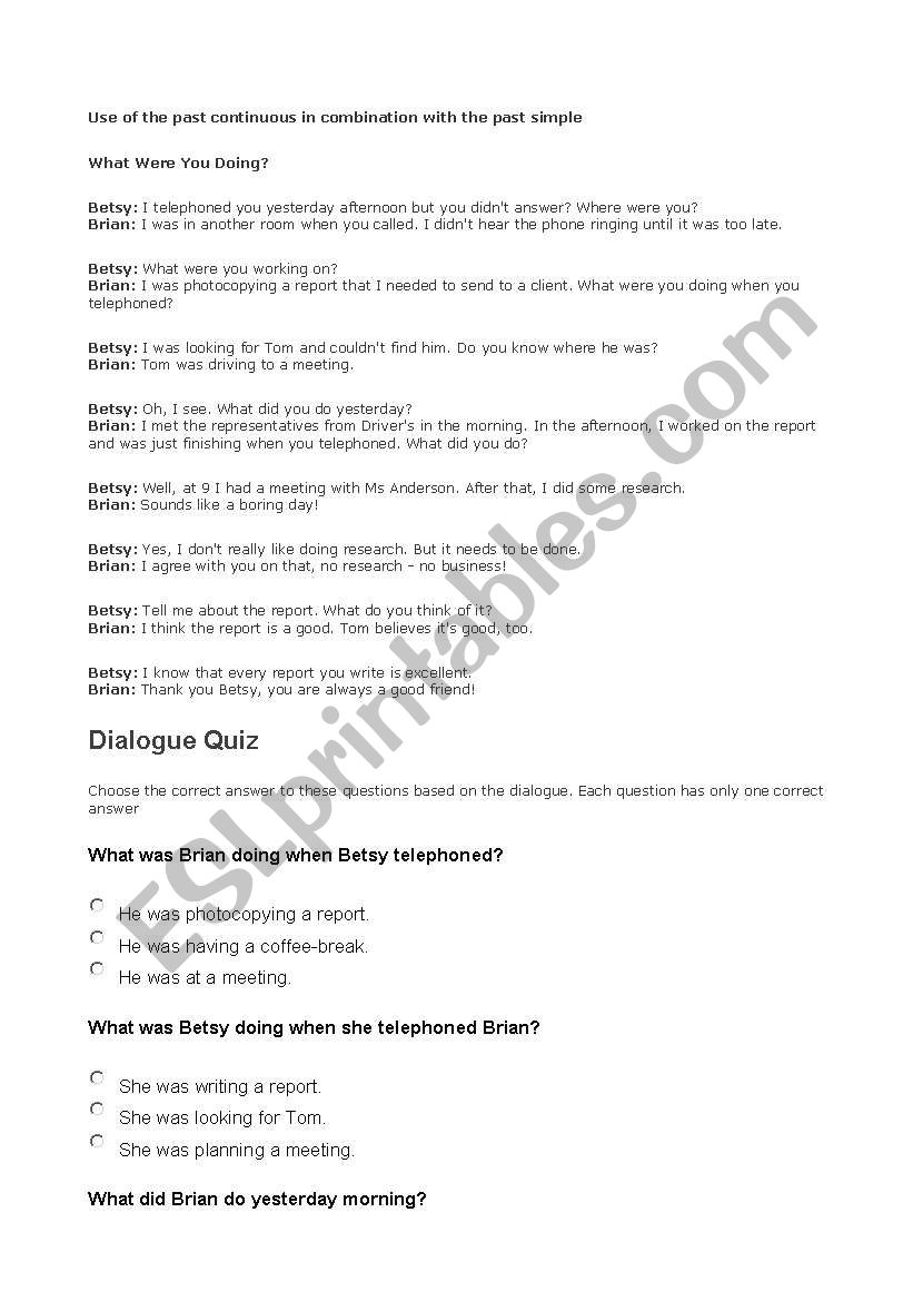 WHAT WERE YOU DOING? worksheet