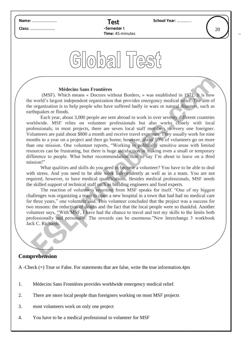  Global test  : Text about Mdecins Sans Frontires