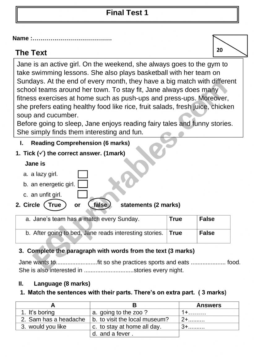 6th year English new program 2022/2023 Mock Test 