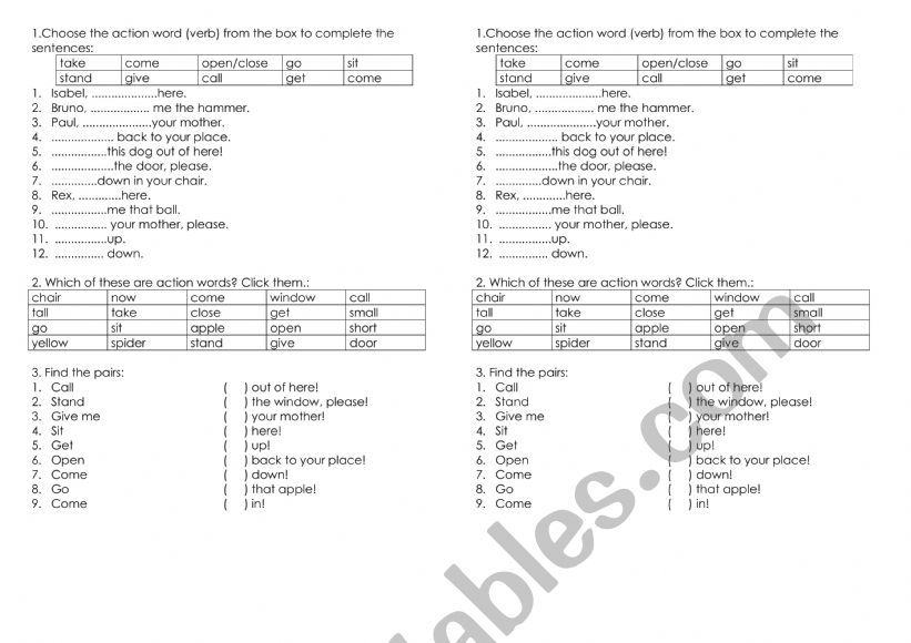 imperative worksheet