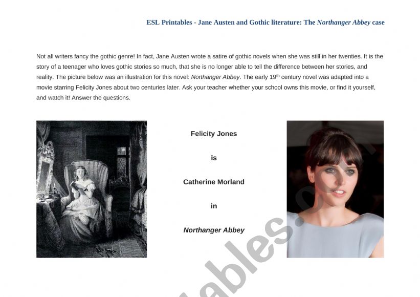 Gothic lit and Jane Austen: Northanger Abbey