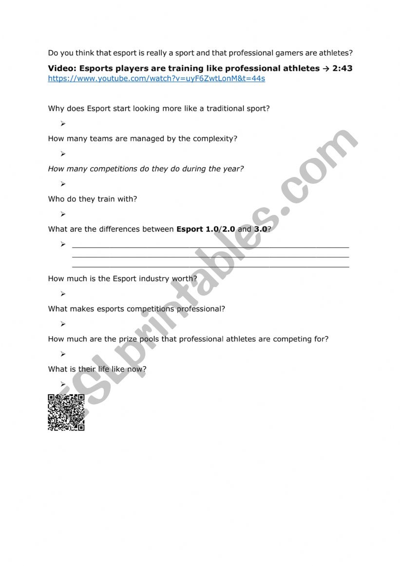 Listening ESPORT  worksheet