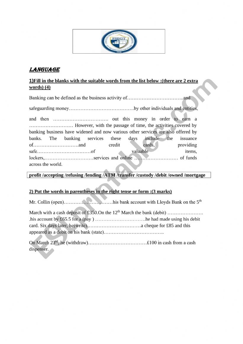 business english worksheet