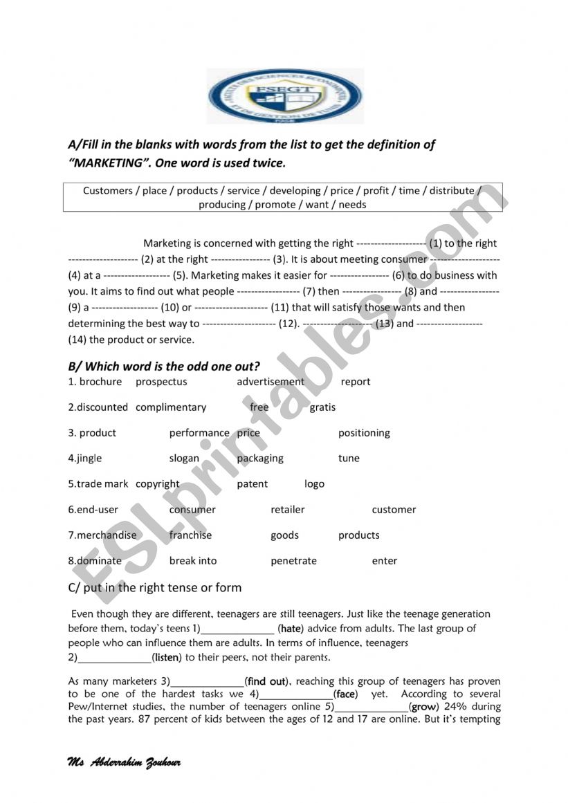 BUSINE ENGLISH worksheet