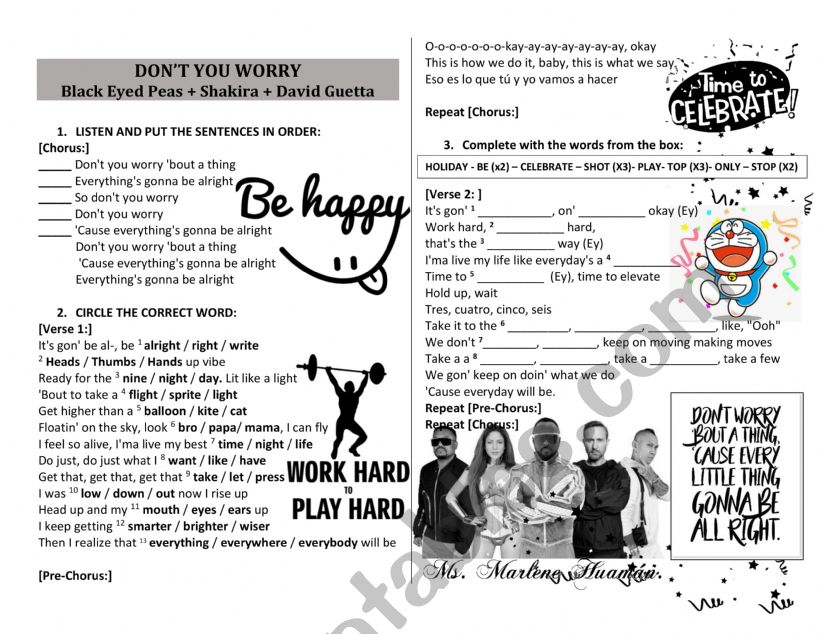 Don�t you worry worksheet