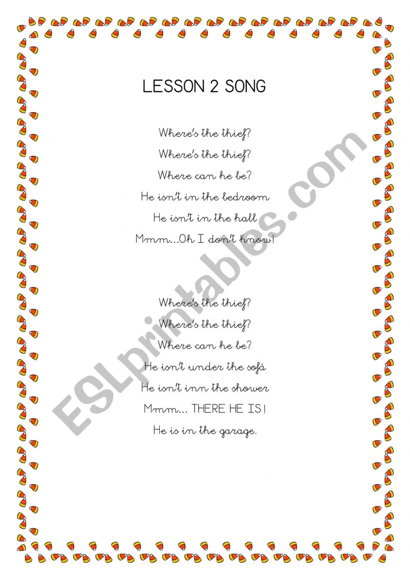 song worksheet