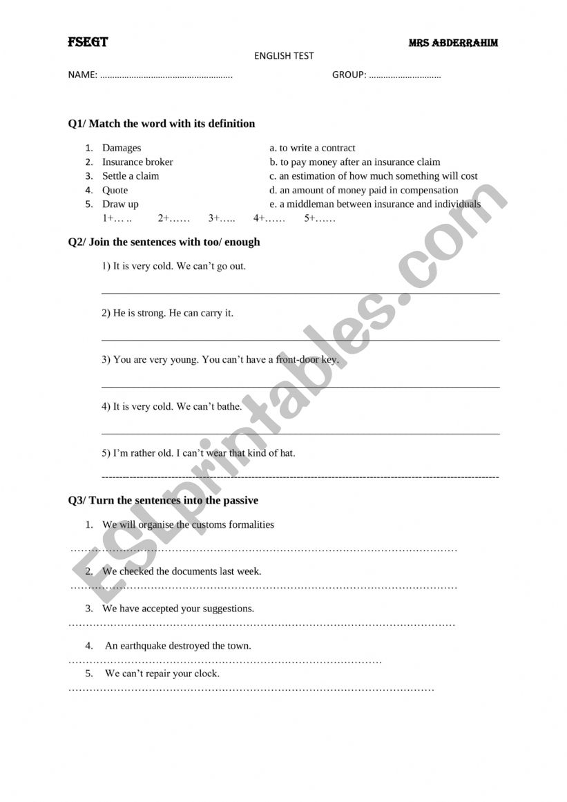 business vocabulary worksheet