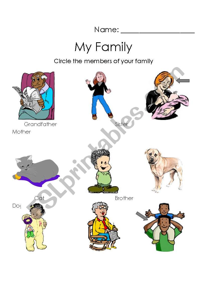 Family Members worksheet