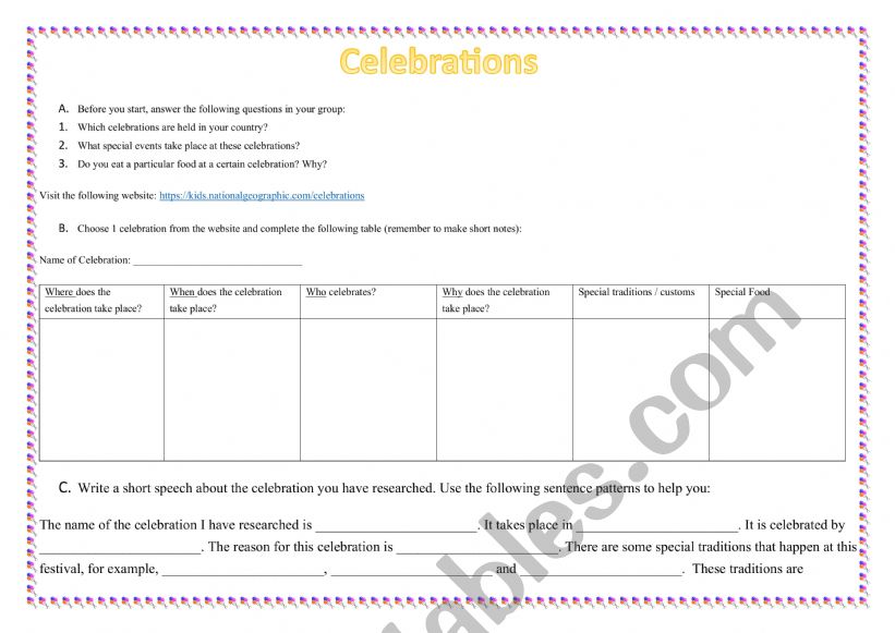 Celebrations Research and Speech