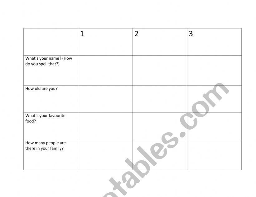 Mingle activity worksheet