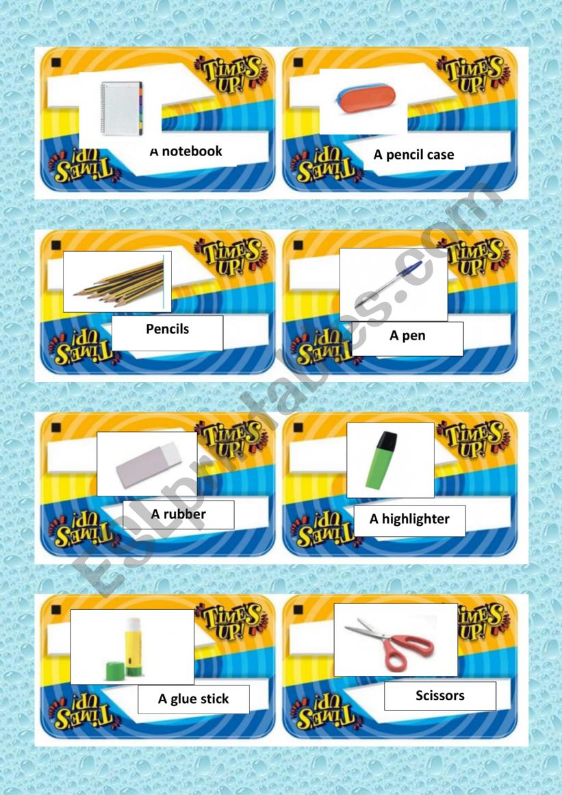 School supplies What�s up game 