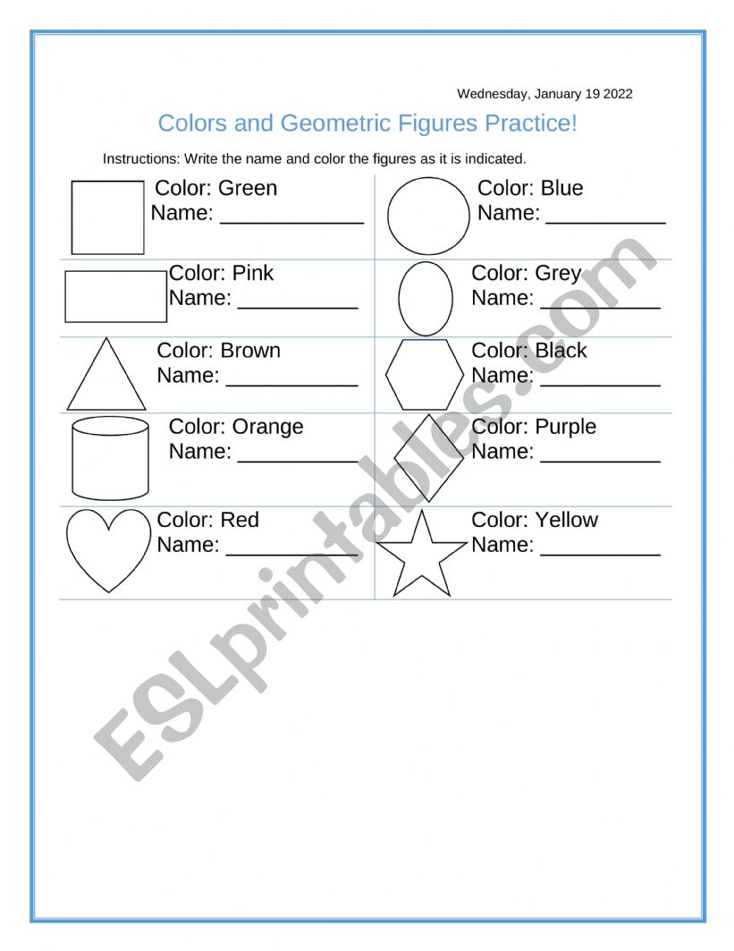 Geometric figures worksheet