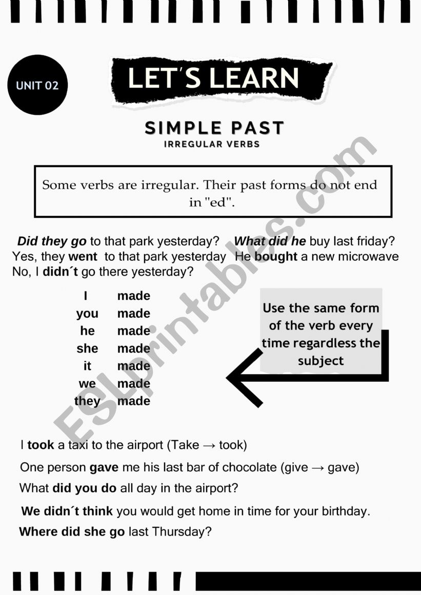 Simple past  worksheet