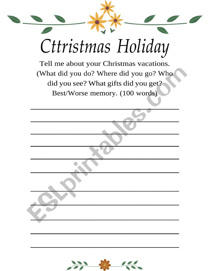 Writing prompt: Christmas Holiday
