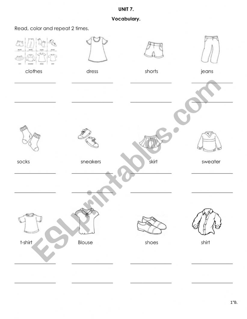 CLOTHES worksheet