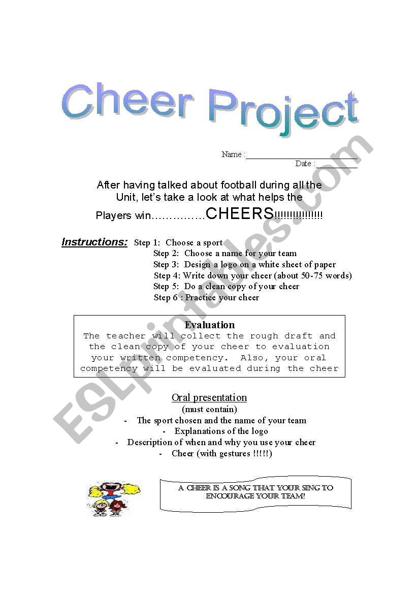 Cheer project worksheet