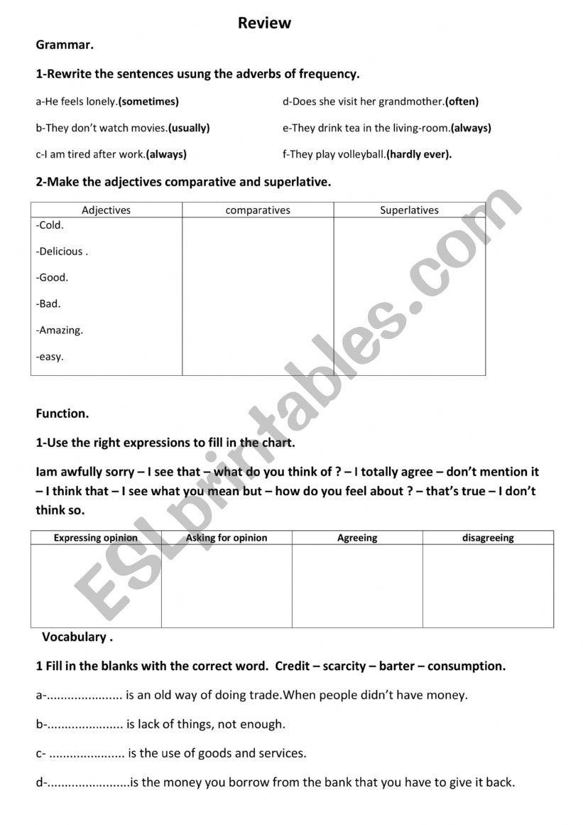 unit 5 AND 4review worksheet