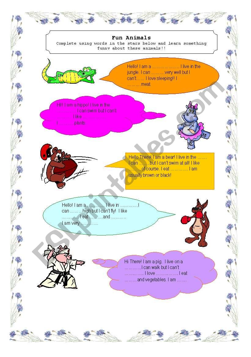 fun animals worksheet