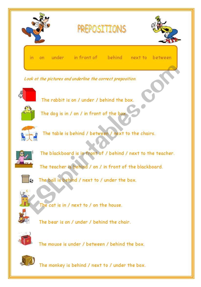 PREPOSITIONS worksheet