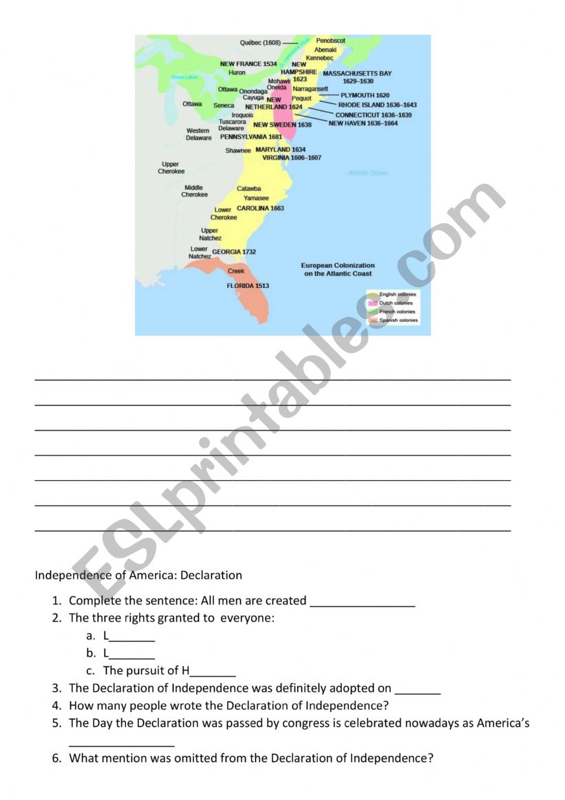 Activity Sheet. Road to Independence