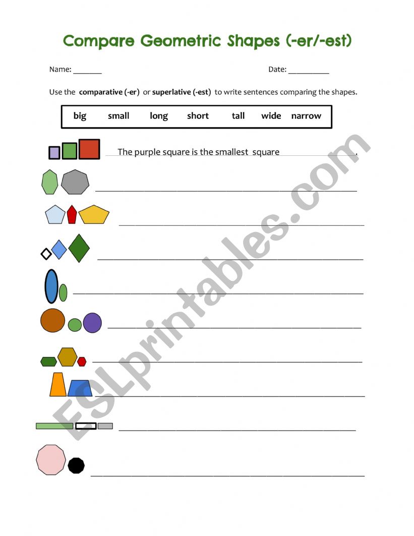 Compare Geometric Shapes -er/-est