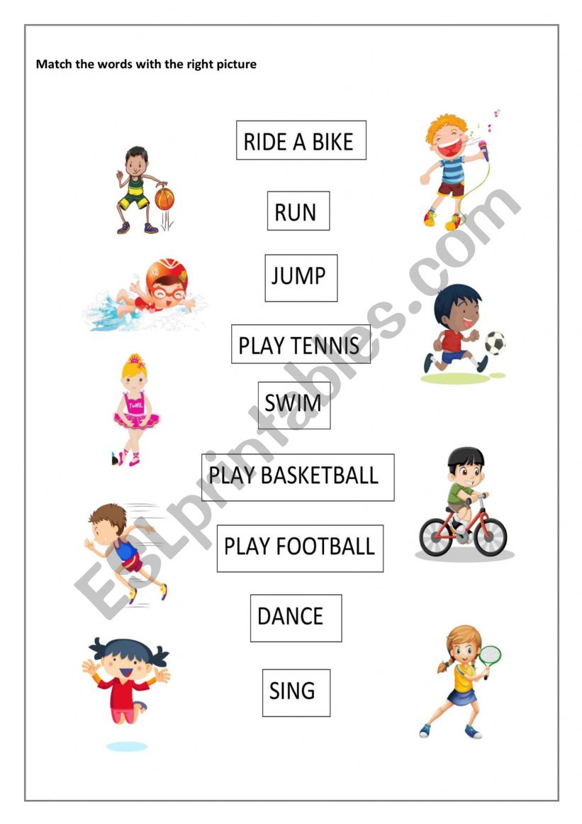Preschoolers worksheet about hobbies and sports activities