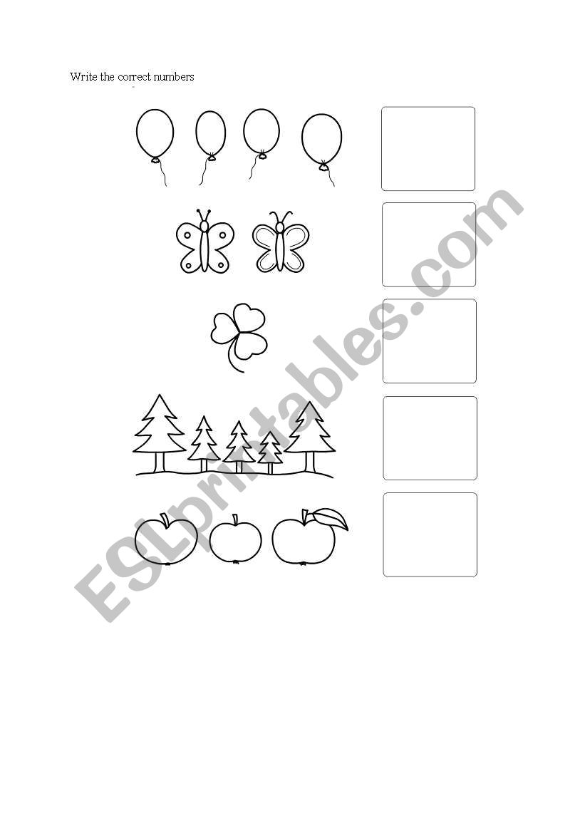 Write the correct numbers worksheet