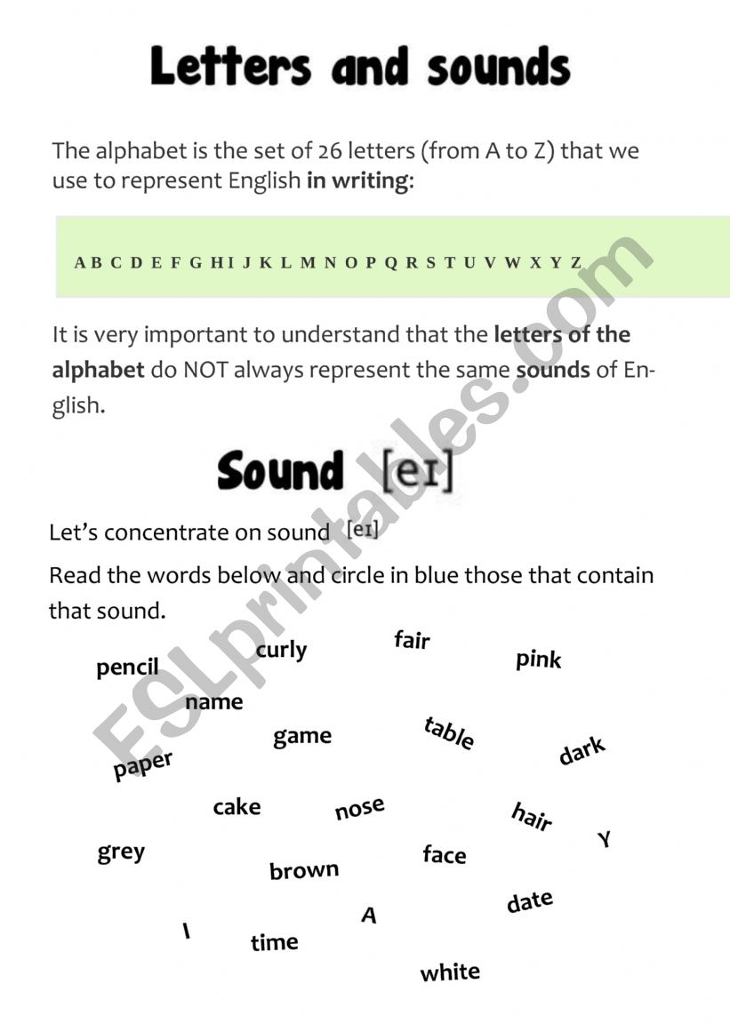 Letters and sounds worksheet