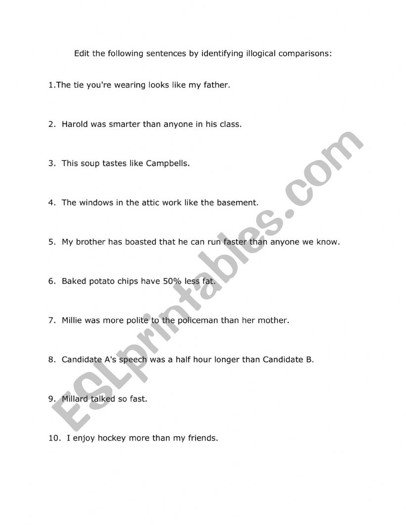 Grammar worksheet