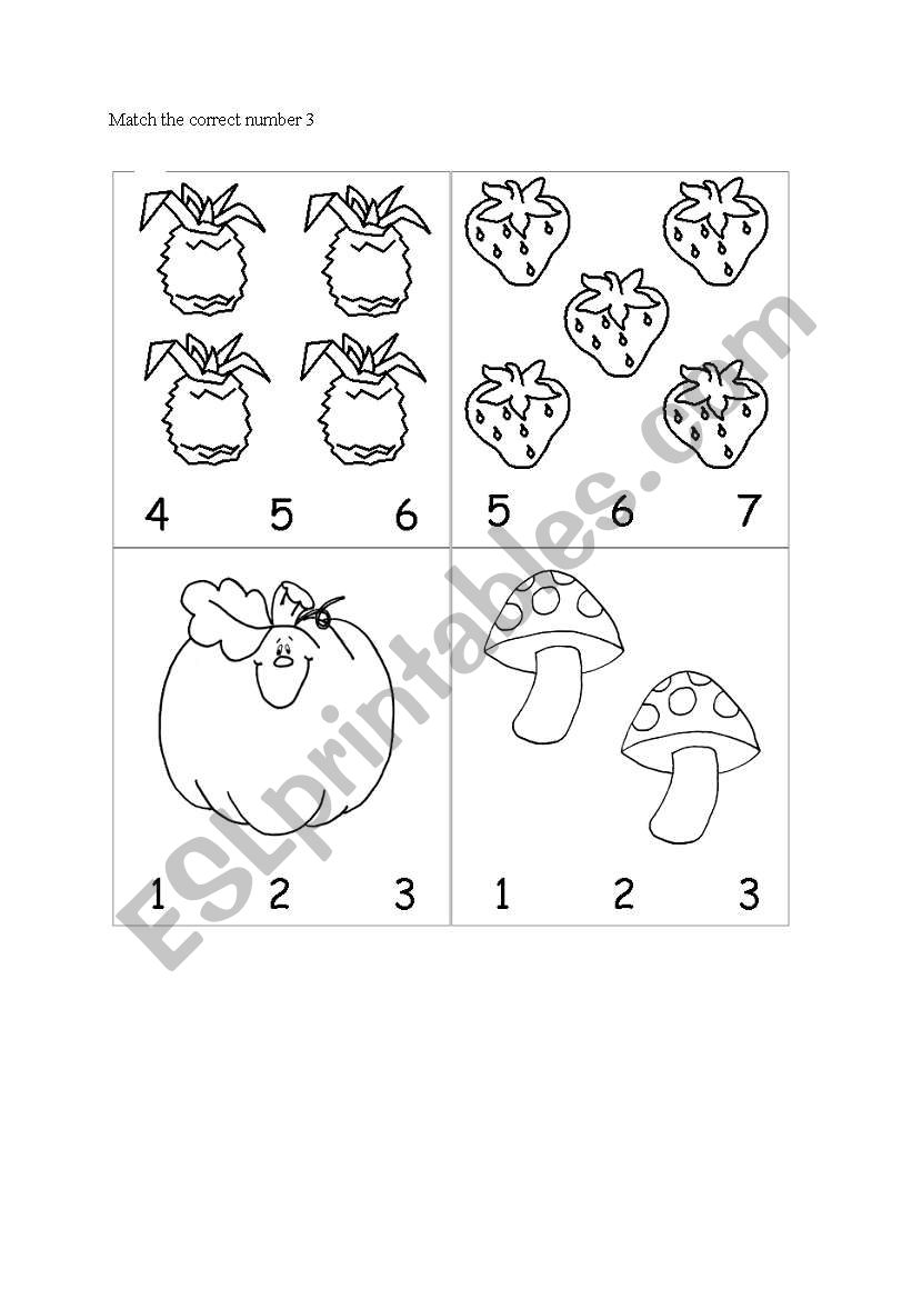 Match the correct number 3 worksheet