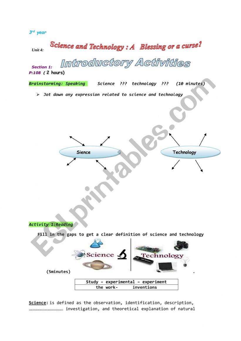 Module 4 section 1 introductory activities  3ed Form